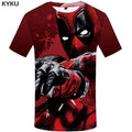 Badass Deadpool T shirt Men Blood T-shirts 3d Red Shirt Print War Anime Clothes Gothic Tshirt Printed